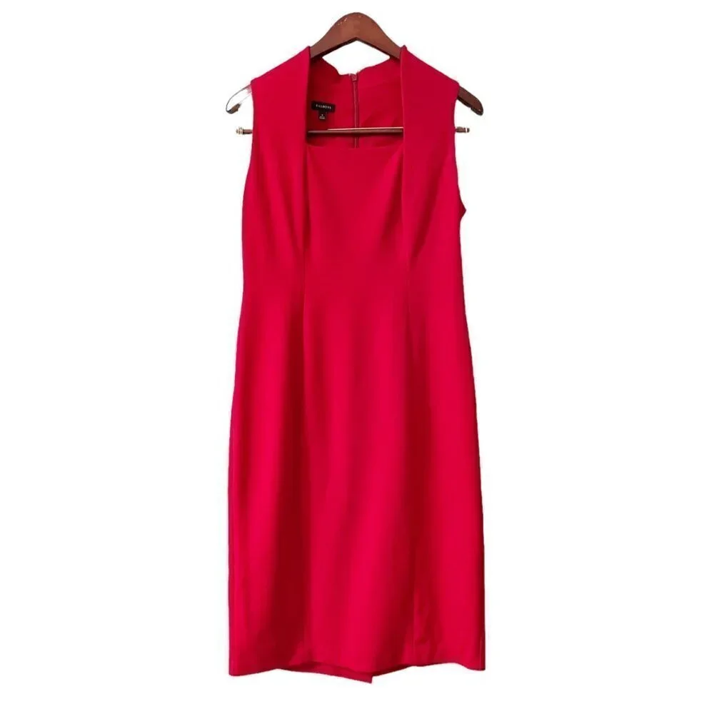 Talbots Red Sleeveless Classic Career Sheath Dress Women's Size 6 Square Neck - Picture 1 of 8
